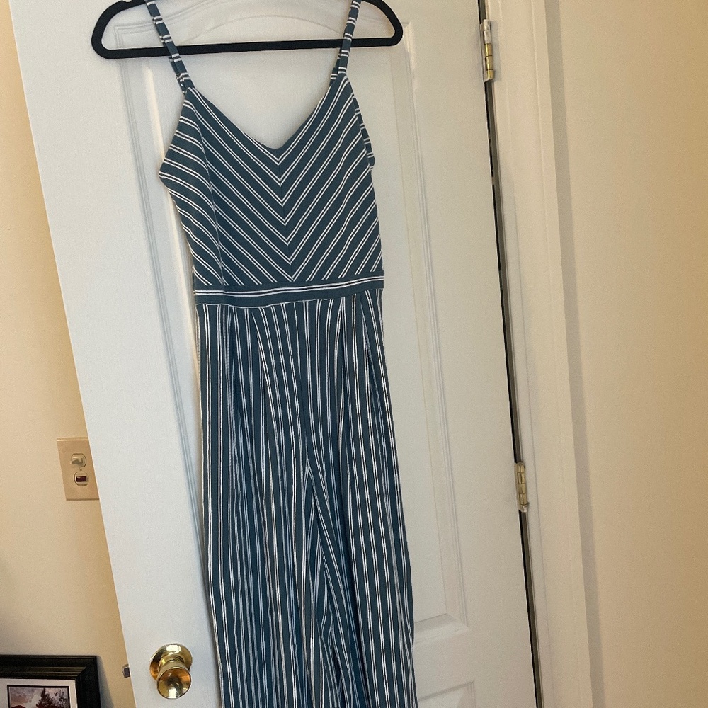 Xhilaration Teal Striped Jumpsuit